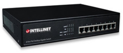 Picture of Intellinet 8-Port Gigabit Ethernet PoE+ Switch, 8 x PoE ports, IEEE 802.3at/af Power-over-Ethernet (PoE+/PoE), Endspan, Desktop (Euro 2-pin plug)