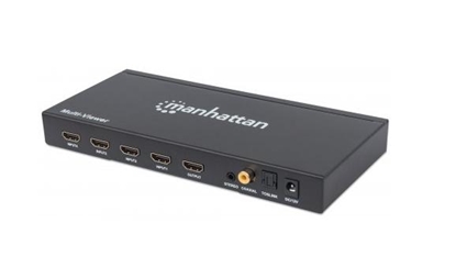 Picture of Manhattan 1080p 4-Port HDMI Multiviewer Switch, Switch with Four Inputs on One Display, Video Bandwidth Amplifier, Remote Control, Black, Three Year Warranty, Box