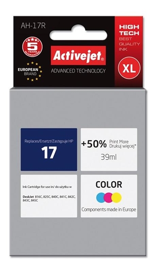 Picture of Activejet AH-17R Ink cartridge (replacement for HP 17 C6625A; Premium; 39 ml; color)
