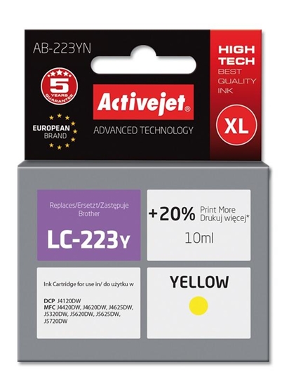 Picture of Activejet AB-223YN ink (replacement for Brother LC223Y; Supreme; 10 ml; yellow)