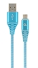 Picture of Gembird USB Male - Micro USB Male Premium cotton braided 1m Blue/White