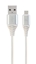 Attēls no Gembird USB Male - Micro USB Male Premium cotton braided 1m Silver/White