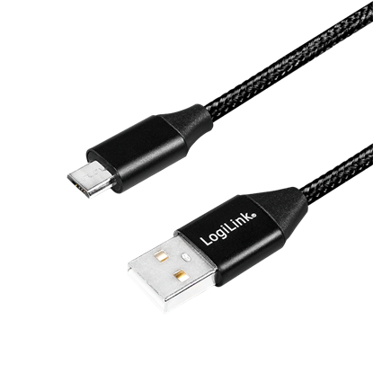 Attēls no Kabel USB LogiLink USB-A - microUSB 1 m Czarny (CU0144)
