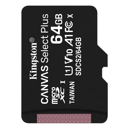 Attēls no Kingston Technology 64GB micSDXC Canvas Select Plus 100R A1 C10 Single Pack w/o ADP
