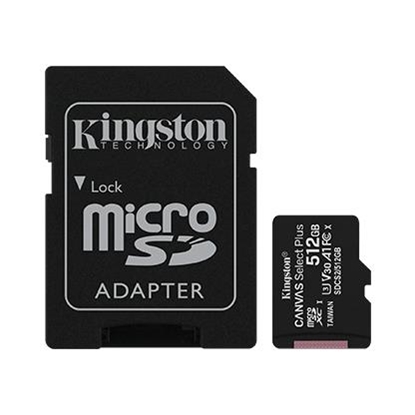 Attēls no Kingston Technology 512GB micSDXC Canvas Select Plus 100R A1 C10 Card + ADP
