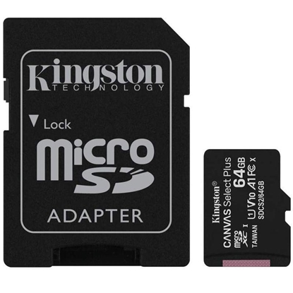 Attēls no Kingston Technology 64GB micSDXC Canvas Select Plus 100R A1 C10 Card + ADP