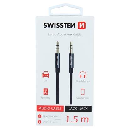 Attēls no Swissten Textile Premium AUX Cable 3.5 mm -> 3.5 mm 1.5m