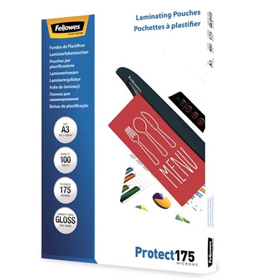 Изображение Fellowes A3 Glossy 175 Micron Laminating Pouch - 100 pack