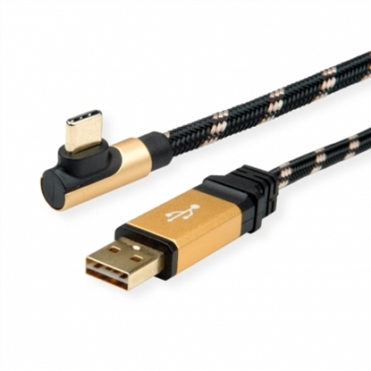 Attēls no ROLINE GOLD  USB 2.0 Cable, reversible A - C 90° angled, M/M, 0.8 m