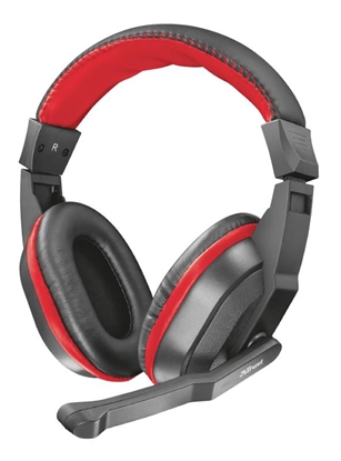 Изображение Trust 21953 headphones/headset Wired Head-band Gaming Black, Red
