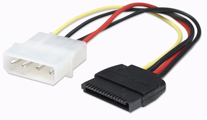 Picture of Manhattan SATA Power Cable, 4 Pin to 15 Pin, 16cm, Lifetime Warranty, Polybag