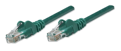 Attēls no Intellinet Network Patch Cable, Cat5e, 0.5m, Green, CCA (Copper Clad Aluminium), U/UTP (cable unshielded/twisted pair unshielded), PVC, RJ45 Male to RJ45 Male, Gold Plated Contacts, Snagless, Booted