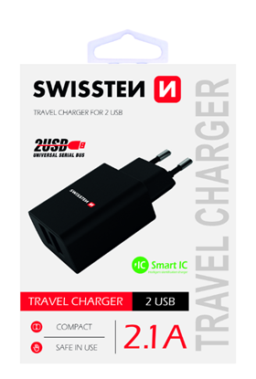 Attēls no Swissten Premium Travel Charger 2 x USB 2.1А / 10.5W