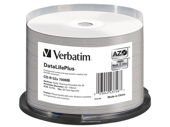 Picture of 1x50 Verbatim CD-R 80 / 700MB 52x white wide thermal printable