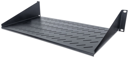 Изображение Intellinet 19" Cantilever Shelf, 2U, 2-Point Front Mount, 250mm Depth, Max 25kg, Black, Three Year Warranty
