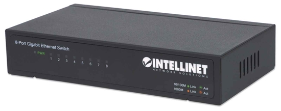 Изображение Intellinet 8-Port Gigabit Ethernet Switch, Metal (Euro 2-pin plug)