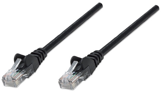 Picture of Intellinet Network Patch Cable, Cat6, 5m, Black, CCA, U/UTP, PVC, RJ45, Gold Plated Contacts, Snagless, Booted, Lifetime Warranty, Polybag