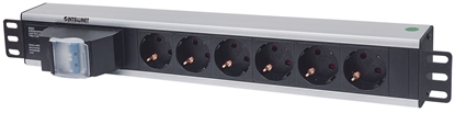 Attēls no Intellinet 19" 1.5U Rackmount 6-Way Power Strip - German Type", With Double Air Switch, No Surge Protection, 1.6m Power Cord (Euro 2-pin plug)