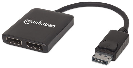 Picture of Manhattan DisplayPort 1.2 to 2-Port DisplayPort 1.2 Splitter Hub with MST, 4K@30Hz, USB-A Powered, Video Wall Function, Black, Three Year Warranty, Blister