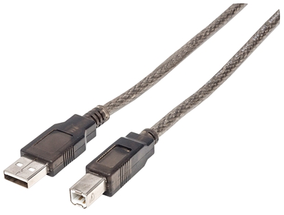 Picture of Manhattan USB-A to USB-B Cable, 15m, Male to Male, Active, Black, 480 Mbps (USB 2.0), Built-in Chipset With Amplification, Equivalent to Startech USB2HAB50AC, Hi-Speed USB, Three Year Warranty, Polybag