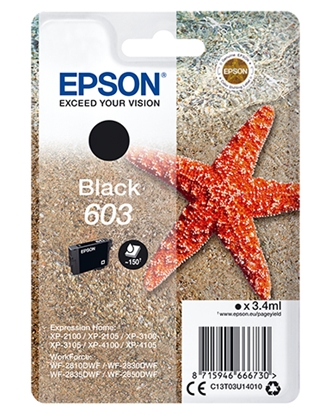 Picture of Epson ink cartridge black 603                       T 03U1