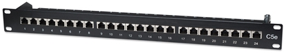 Изображение Intellinet Patch Panel, Cat5e, FTP, 24-Port, 1U, Shielded, 90° Top-Entry Punch-Down Blocks, Black