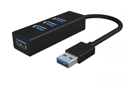 Изображение Hub IB-HUB1419-U3 USB 3.0 na 4-Port Type-A, Aluminium,      czarny, Kabel 15cm 