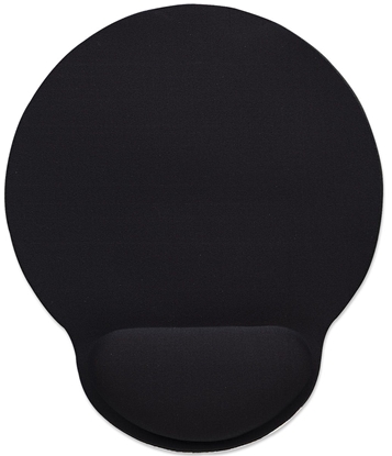 Picture of Manhattan Wrist Gel Support Pad and Mouse Mat, Black, 241 × 203 × 40 mm, non slip base, Lifetime Warranty, Card Retail Packaging