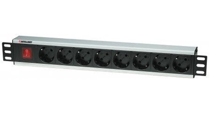 Attēls no Intellinet 19" Rackmount 8-Way Power Strip - German Type, With On/Off Switch, No Surge Protection