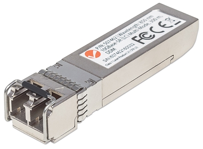 Изображение Intellinet 10 Gigabit Fibre SFP+ Optical Transceiver Module, 10GBase-SR (LC) Multi-Mode Port, 300m, Fiber, Equivalent to Cisco SFP-10G-SR, Three Year Warranty