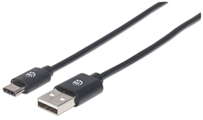 Picture of Manhattan USB-C to USB-A Cable, 2m, Male to Male, Black, 480 Mbps (USB 2.0), Equivalent to Startech USB2AC2M, Hi-Speed USB, Lifetime Warranty, Polybag