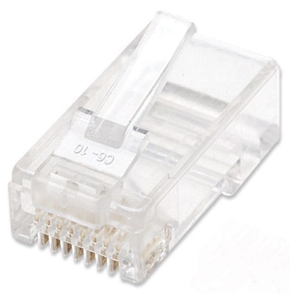 Attēls no Intellinet RJ45 Modular Plugs, Cat5e, UTP, 2-prong, for stranded wire, 15 µ gold plated contacts, 100 pack