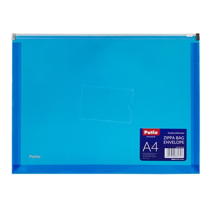Изображение PATIO Dokumetu mape-aploksne   ar rāvējslēdzēju, A4, caurspīdīga, zilā krāsā