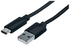 Изображение Manhattan USB-C to USB-A Cable, 1m, Male to Male, Black, 480 Mbps (USB 2.0), Equivalent to USB2AC1M, Hi-Speed USB, Lifetime Warranty, Polybag