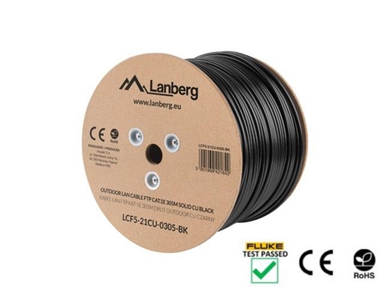 Picture of Lanberg LCF5-21CU-0305-BK networking cable 305 m Cat5e F/UTP (FTP) Black