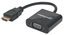 Picture of Manhattan HDMI to VGA Converter cable, 1080p, 30cm, Male to Female, Equivalent to HD2VGAE2, Micro-USB Power Input Port for additional power if needed, Black, Three Year Warranty, Polybag