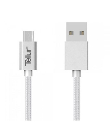 Attēls no Tellur Data cable, USB to Micro USB, Nylon Braided, 1m silver