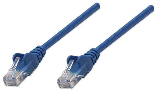 Изображение Intellinet Network Patch Cable, Cat5e, 5m, Blue, CCA, U/UTP, PVC, RJ45, Gold Plated Contacts, Snagless, Booted, Lifetime Warranty, Polybag