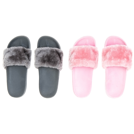 Изображение Čības sieviešu Feetgo ar pūku izm:36-41 rozā, pelēkas