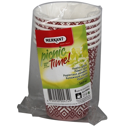 Изображение Papīra glāzes 360ml d90mm 6gab.1-sl.