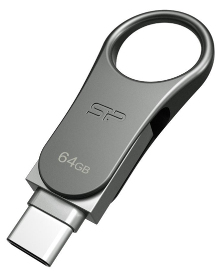 Picture of Silicon Power Mobile C80 USB flash drive 64 GB USB Type-A / USB Type-C 3.0 (3.1 Gen 1) Titanium