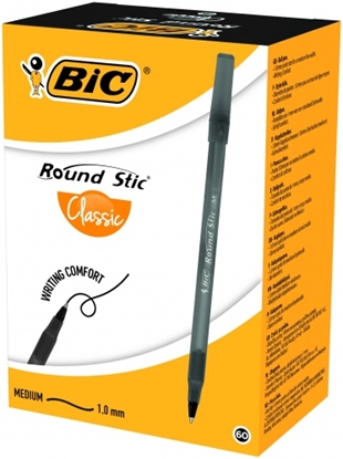 Изображение BIC Ballpoint pens ROUND STIC 1.0 mm, black, Box 60 pcs.256385
