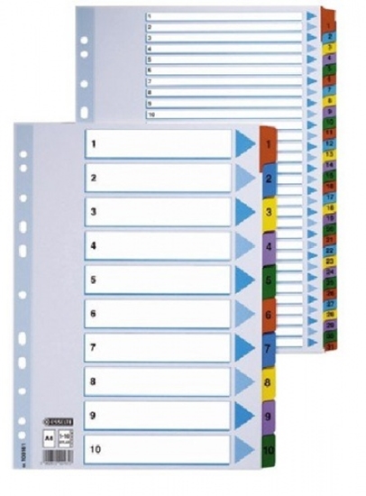 Изображение Partition sheets Esselte Mylar, A4, numbers 1-31, colored, plastic 0807-113