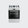 Picture of BEKO Cooker FSM62320DWS 60 cm, Gas/Electric, White color/black glass, led screen