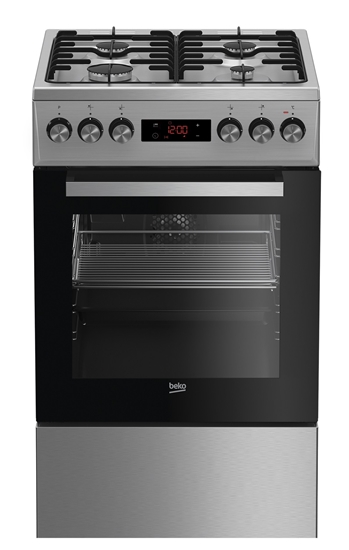 Изображение Beko FSE52320DXD cooker Freestanding cooker Gas Black, Stainless steel A
