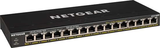 Picture of Netgear GS316PP Unmanaged Gigabit Ethernet (10/100/1000) Power over Ethernet (PoE) Black