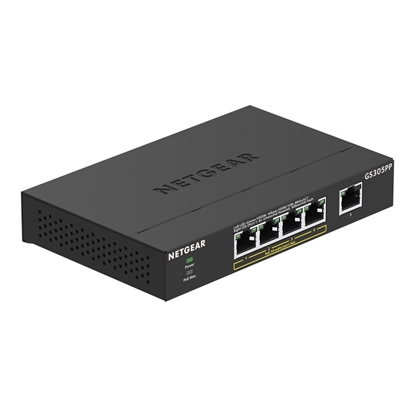 Picture of Netgear GS305PP Unmanaged Gigabit Ethernet (10/100/1000) Power over Ethernet (PoE) Black