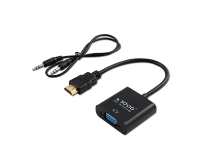 Attēls no Savio CL-23 video cable adapter 0.5 m VGA (D-Sub) HDMI Type A (Standard) Black