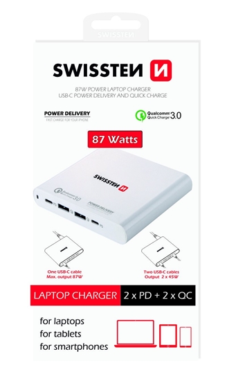 Изображение Swissten Travel Charger Notebooks and MacBook / 87W / PD3.0 / QC3.0 / PPS