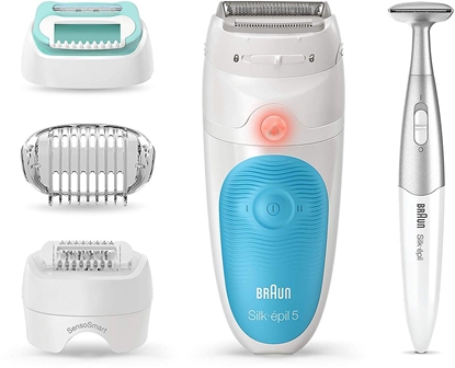 Picture of Braun Epilator SES 5810 SensoSmart Operating time (max) 30 min, Number of power levels 2, Wet&Dry, White/Blue, Cordless